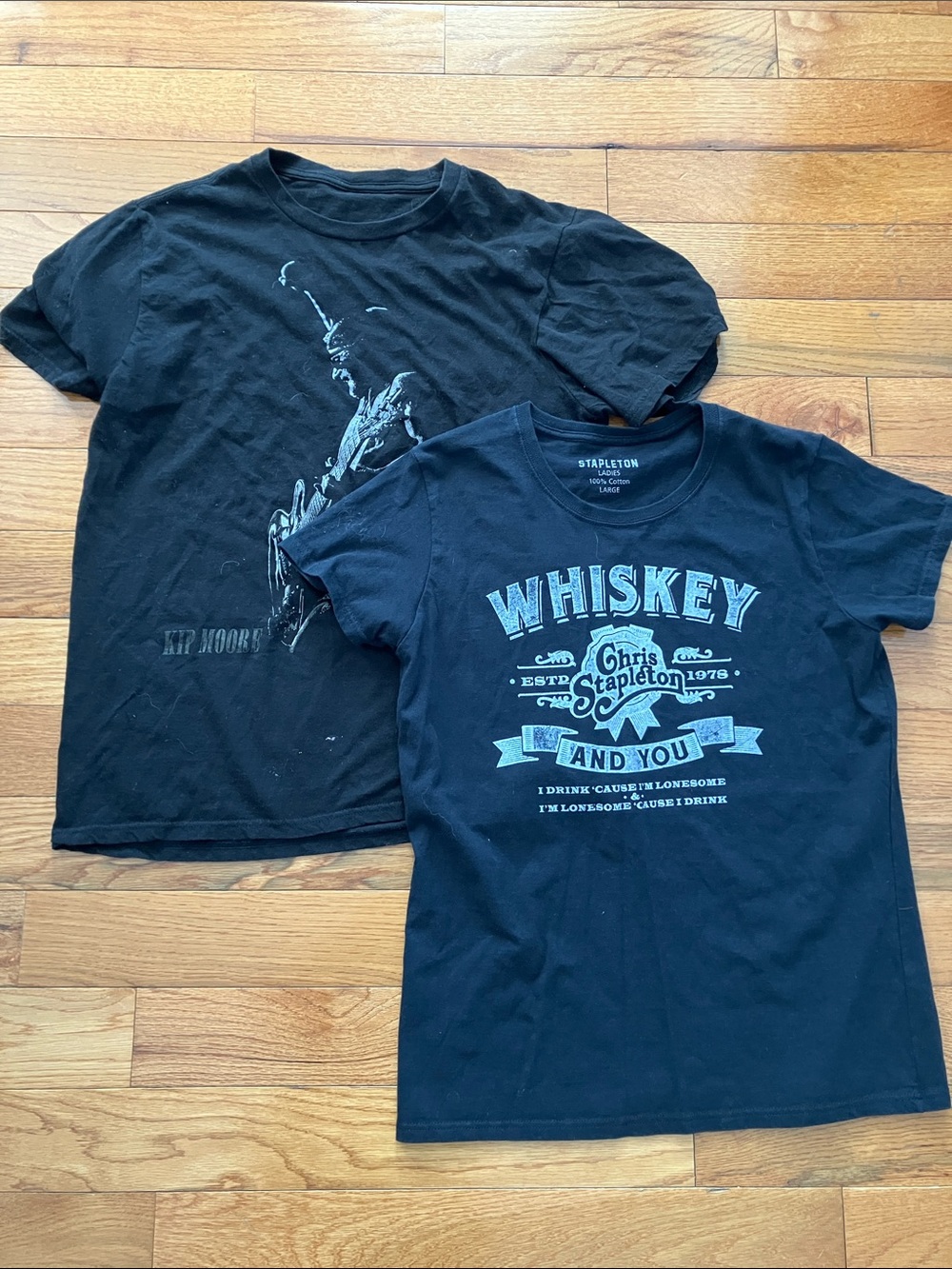 Bundle of Black Chris Stapleton and Kip Moore T Shirts - Women’s Large